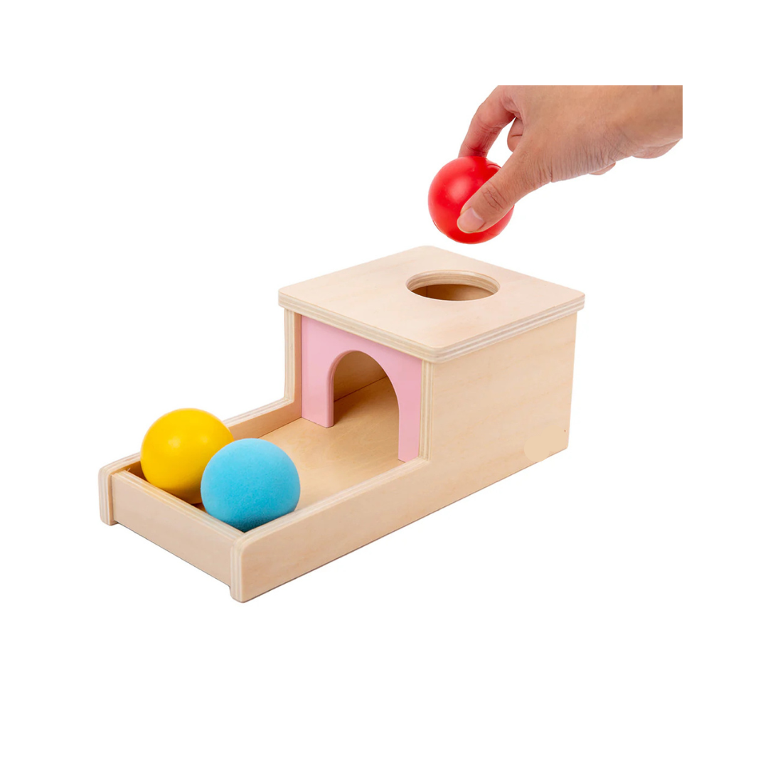 Object Permanence Box with Tray Three Balls