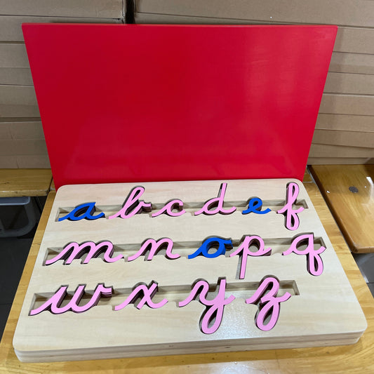 Large Movable Alphabet English Cursive in Configured Boards