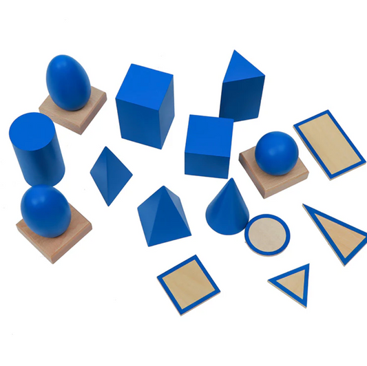 Geometric Solids with Stand, Bases, and Box