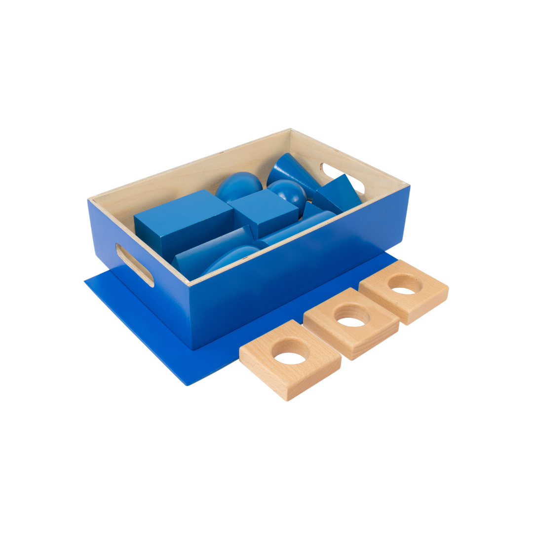 Geometric Solids with Stand, Bases, and Box - blue box