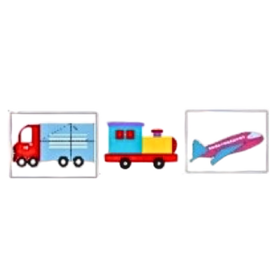 Picture Puzzles, set of 3 (truck, train, jet) with control