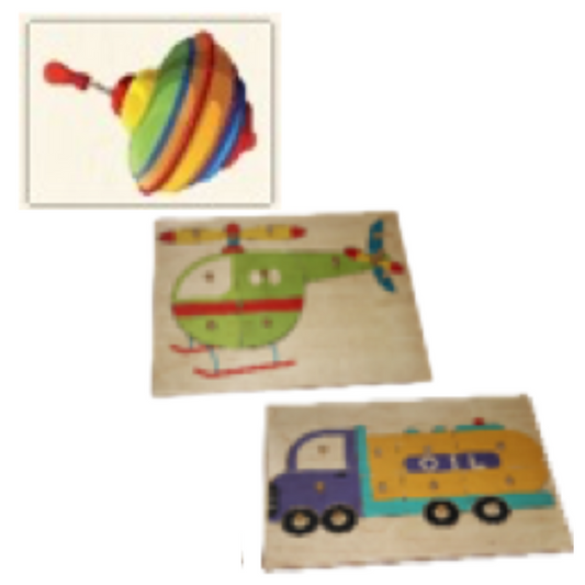 Picture Puzzles, set of 3 (top, oil truck, helicopter) w/ control