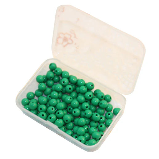 100 Green Beads with Plastic Box
