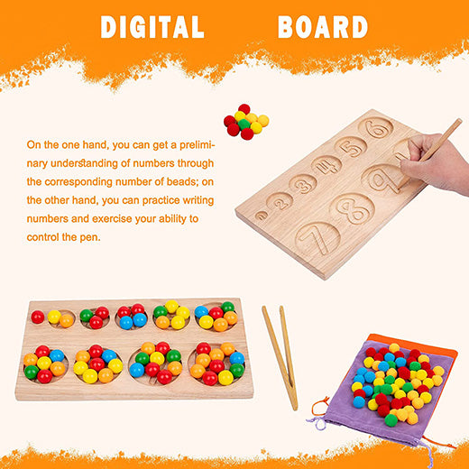 Wooden Peg Balls Rainbow Beads Game