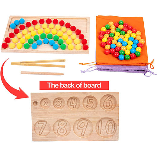 Wooden Peg Balls Rainbow Beads Game