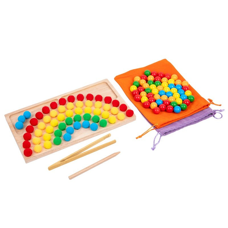 Wooden Peg Balls Rainbow Beads Game