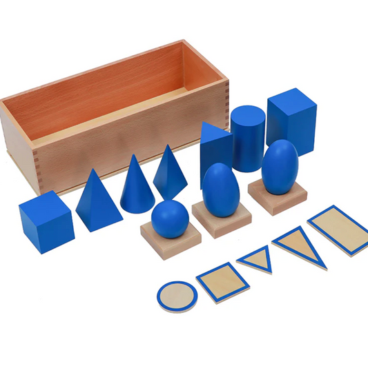 Geometric Solids with Stand, Bases, and Box