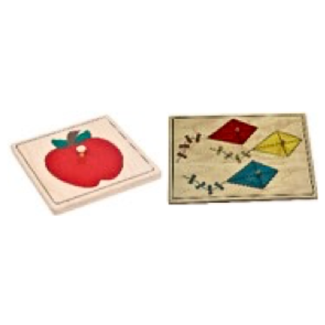 Whole-Piece Puzzles, set of 2 (3 kites, apple) with control