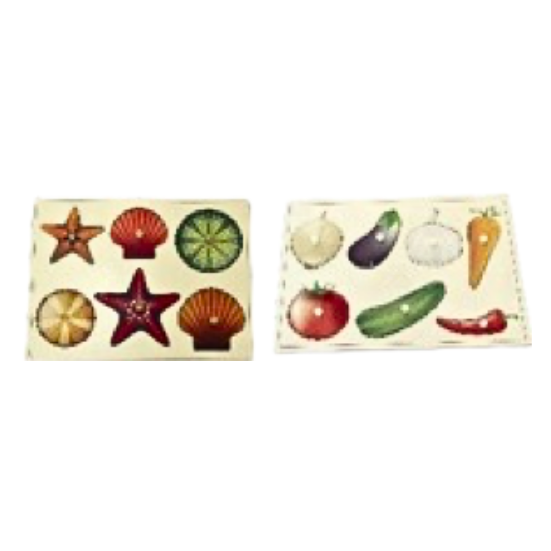 Whole-Piece Puzzles, set of 2 (shells, vegetables) with control