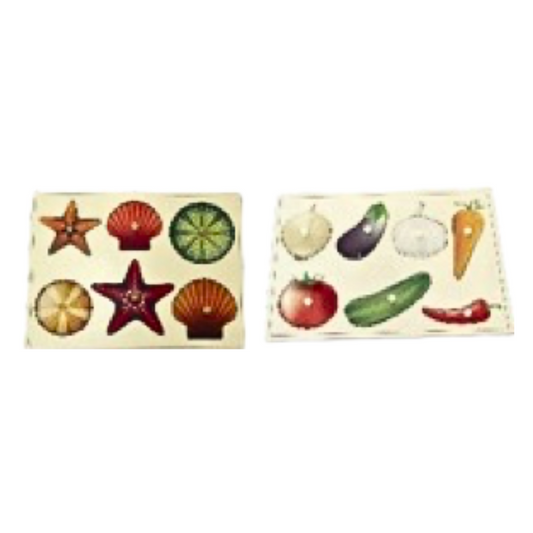 Whole-Piece Puzzles, set of 2 (shells, vegetables) with control