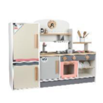 Large Simulation Kitchen Cooking Set with Refrigerator 12- Solid wood+MDF