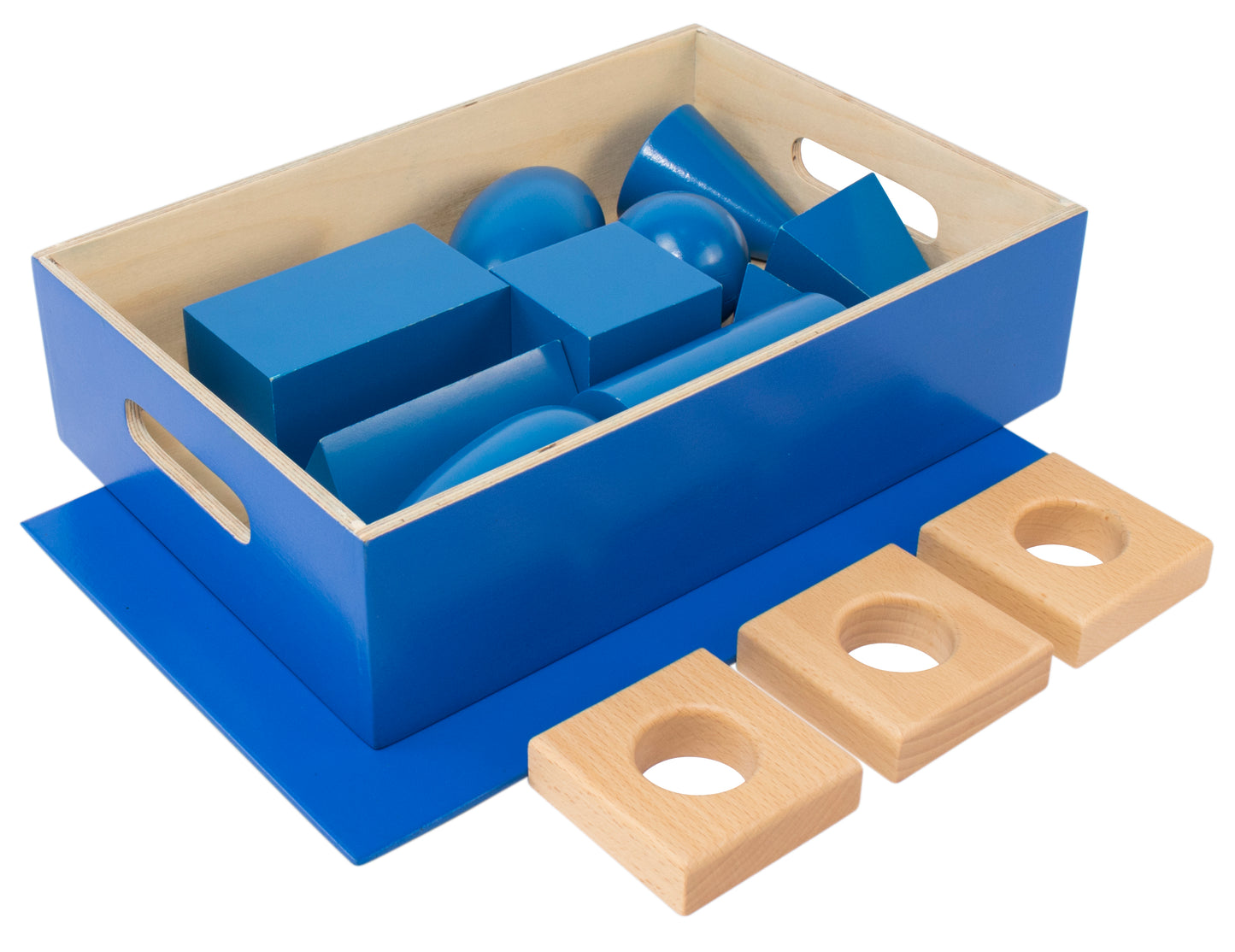 Geometric Solids with Stand, Bases, and Box - blue box
