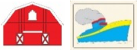 Picture Puzzles, set of 2 (barn, ship) with control