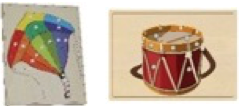 Picture Puzzles, set of 2 (kite, drum) with control